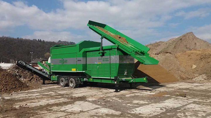 Mobile double trommel screening plant for recycling